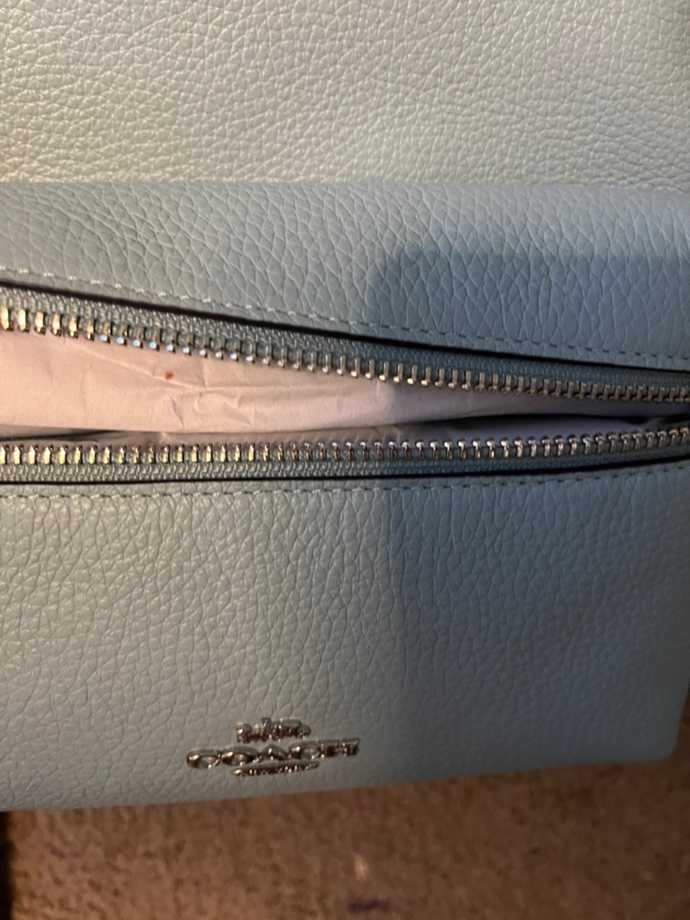 Coach Pebbled Leather Mini Backpack in Pale Blue - Picture 8 of 8